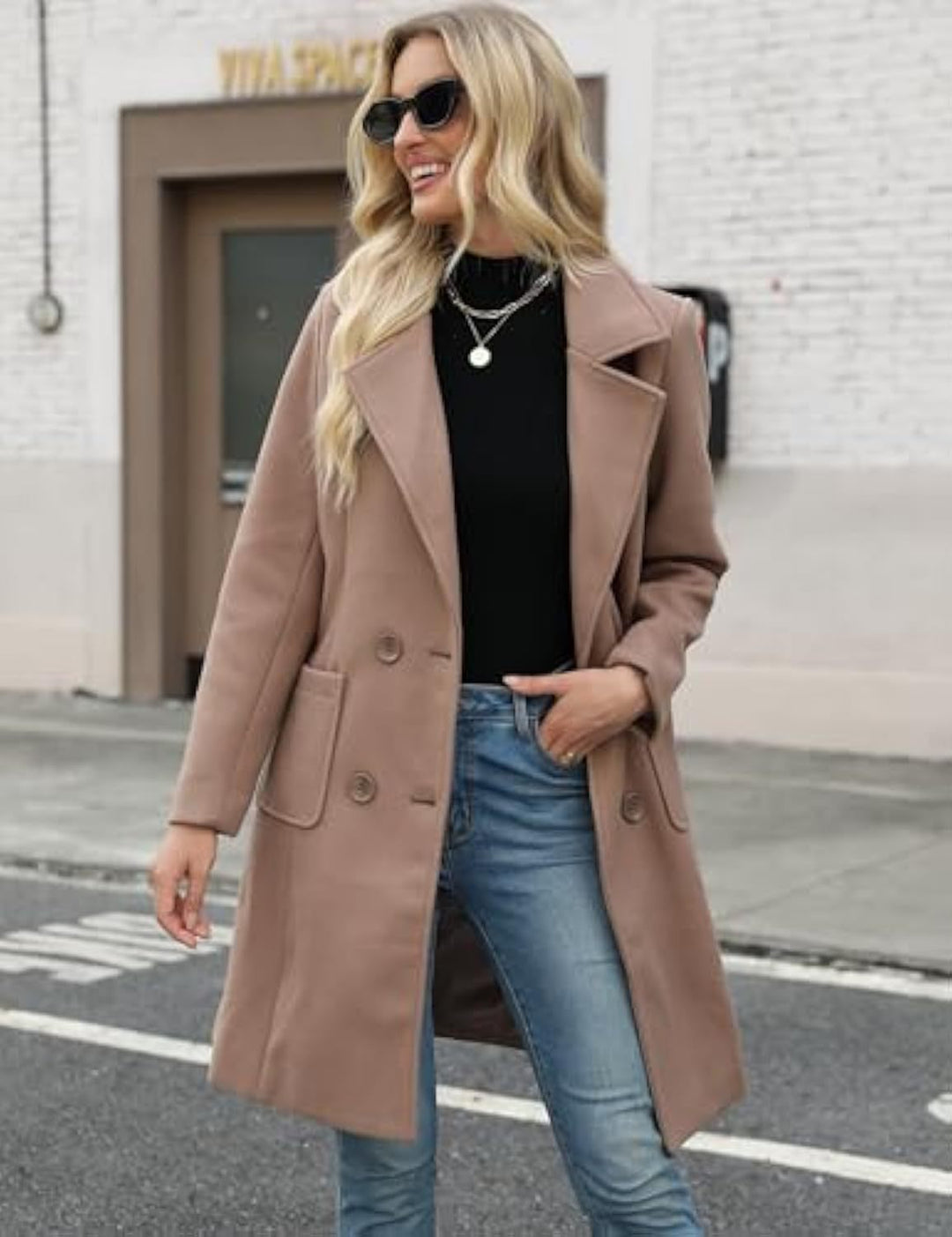 Damen Eleganter Doppelreihiger Mantel Echo Archiv