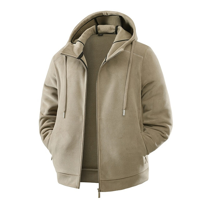 Herren Fleece-Softshell Hybridkapuzenjacke mit Teddy-Innenfutter & verstellbarer Kapuze Echoarchiv