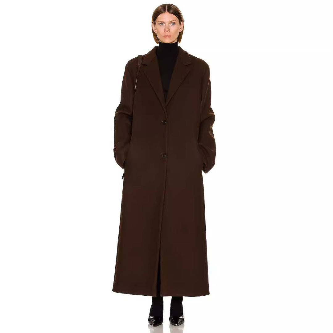 Damen Maximaler Einreihiger Mantel im Oversize‑Schnitt mit klassischem Revers Echoarchiv