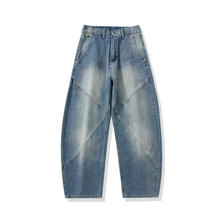 Damen Hochtaillierte Relaxed-Fit Jeanshose mit dekorativen Teilungsnähten und großzügigen Eingrifftaschen Echoarchiv