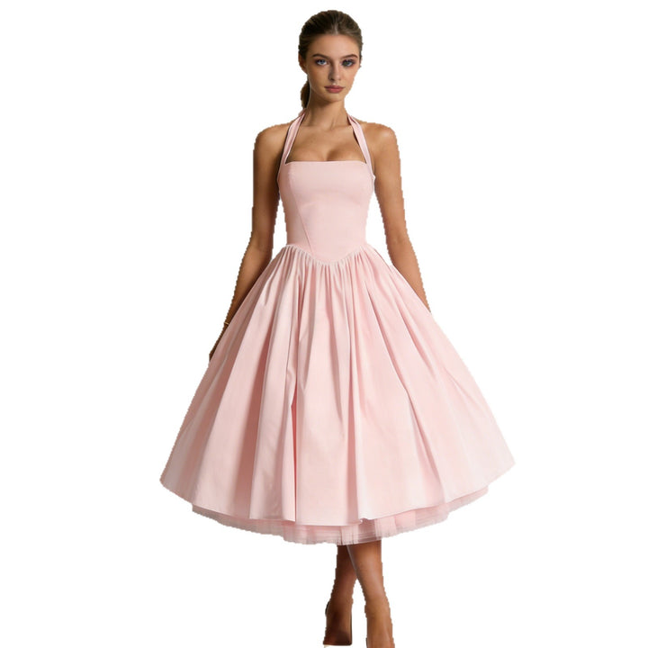 Damen Elegantes A-Linien Cocktailkleid mit schulterfreier Halterung und weichem Baumwollstoff Echo Archiv