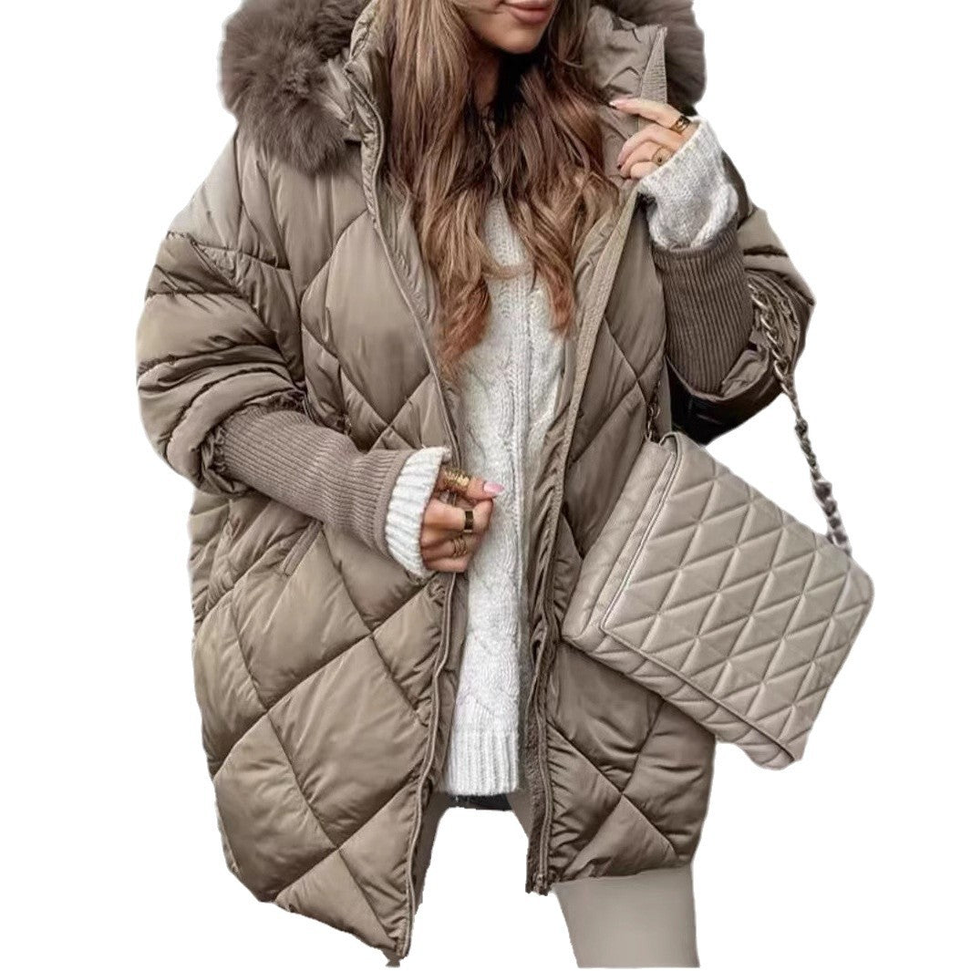 Damen nan weit geschnittener gesteppter Winterparka mit Kapuze Kunstpelzbesatz und Rippbündchen Echo Archiv