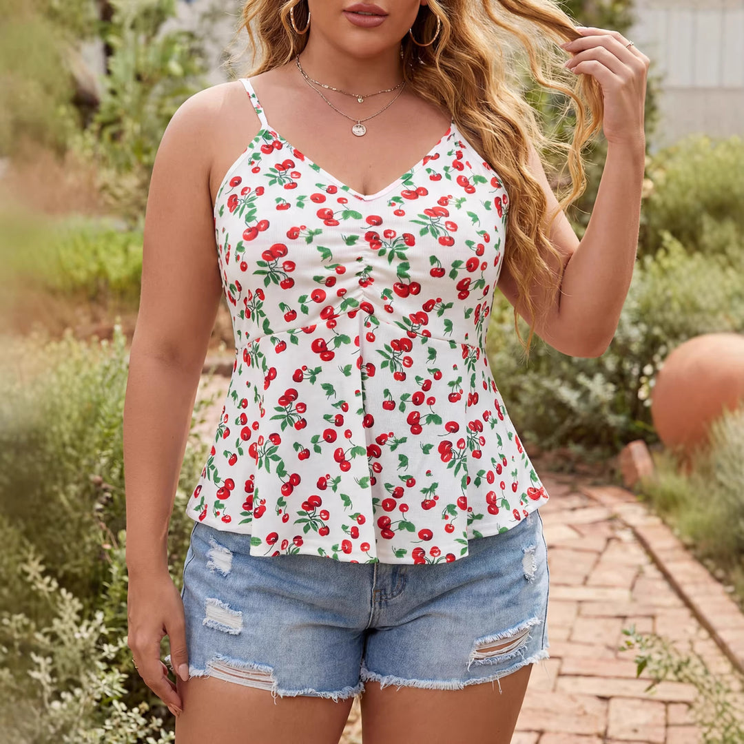 Damen, luftiges Blumenshirt mit Spaghettiträgern Echo Archiv