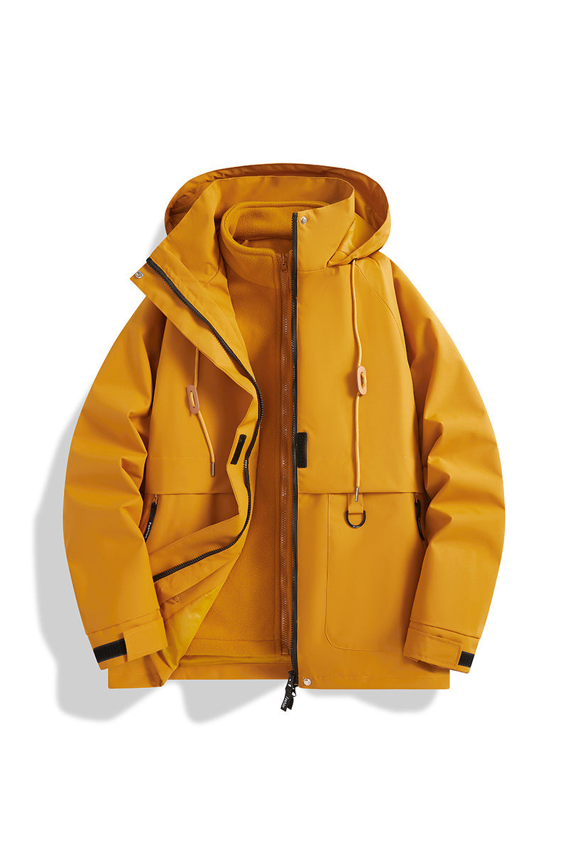 Herren Mehrlagige Softshell-Utilityjacke mit integriertem Fleece-Innenjackett, Kordelzugkapuze und Multifunktions-Taschen Echo Archiv