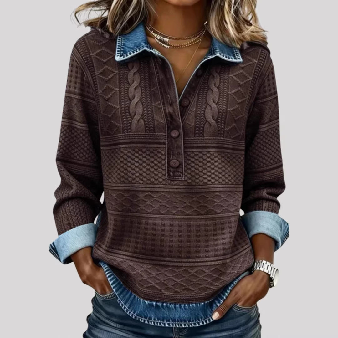 Damen Modischer Pullover mit Knopfverschluss