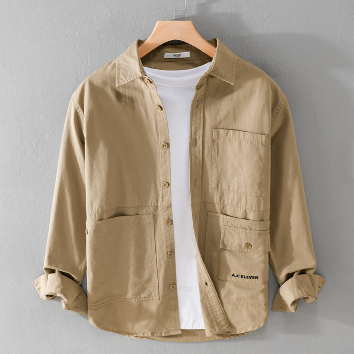 Herren Field-Overshirt aus robustem Baumwoll-Twill mit asymmetrischen Taschen Echoarchiv
