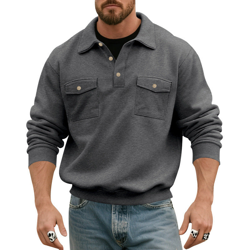 Herren lässiger Pullover mit praktischen Pattentaschen Echoarchiv
