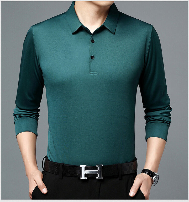 Herren atmungsaktives Langarm Poloshirt mit feuchtigkeitsregulierendem Material Echoarchiv