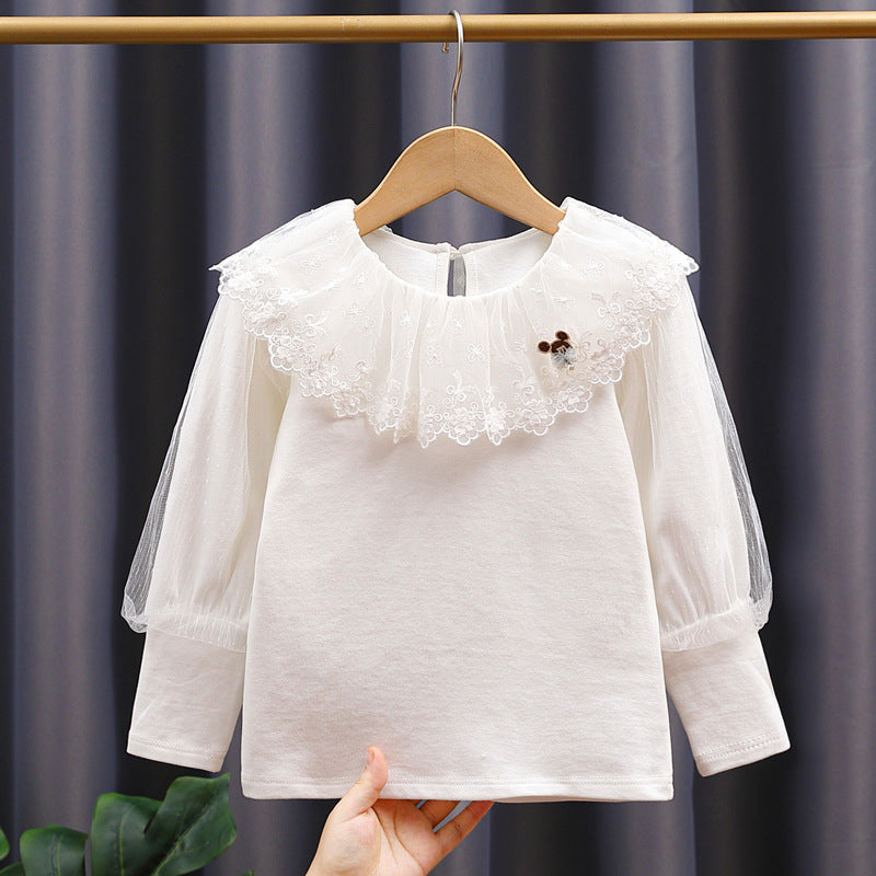 Mädchen Bluse mit voluminösem Tüllkragen Echo Archiv
