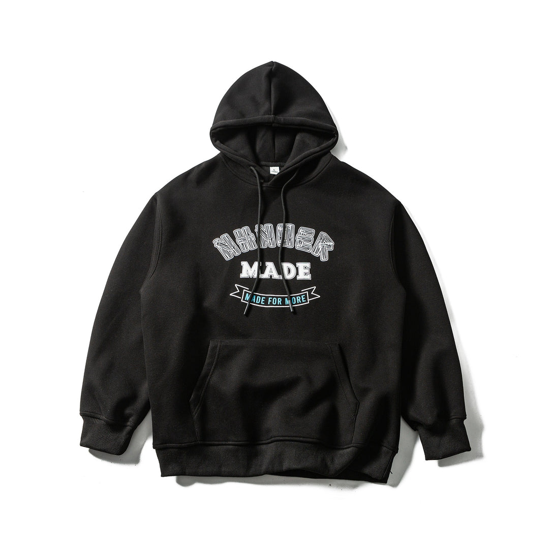 Unisex Oversize-Kapuzenpullover aus schwerer Baumwollmischung mit Frontprint und Kängurutasche Echoarchiv