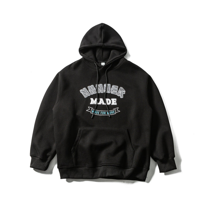 Unisex Oversize-Kapuzenpullover aus schwerer Baumwollmischung mit Frontprint und Kängurutasche Echoarchiv