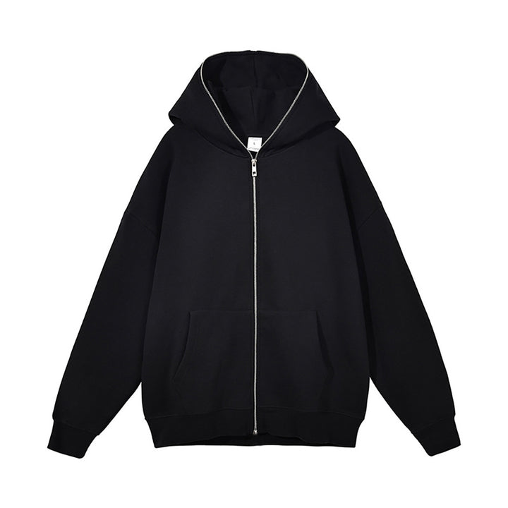 Unisex Kapuzenjacke mit durchgehendem Reißverschluss, doppellagiger Kapuze und Kängurutaschen – Auréline