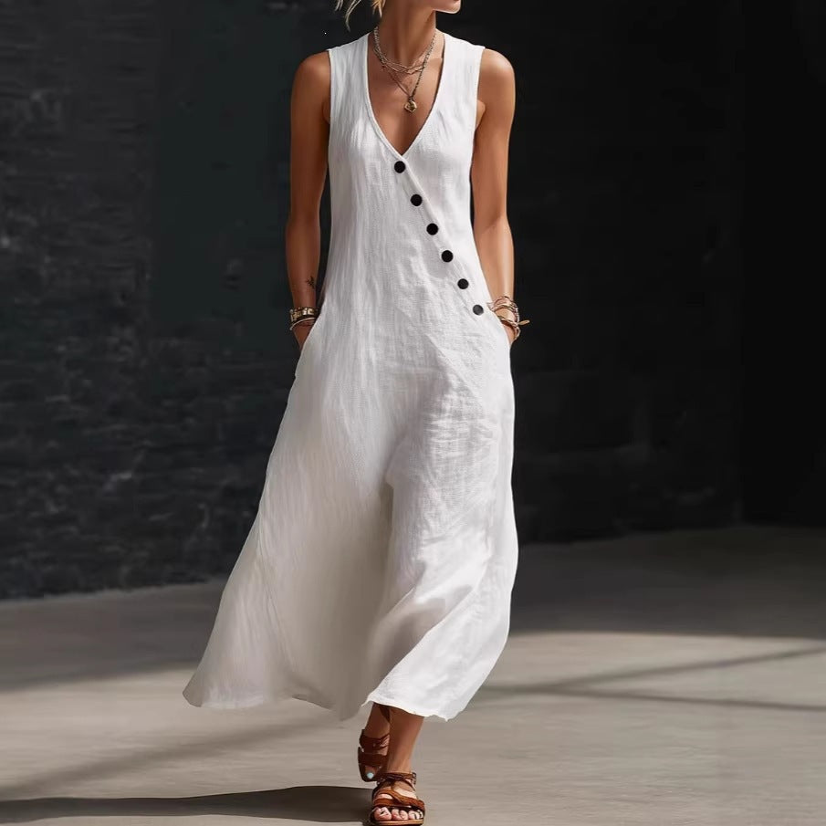 Damen Langarmkleid mit seitlichem Schlitz und Knopfdetails Echo Archiv