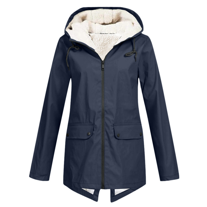 Damen wetterfeste und gefütterte Regenjacke mit verstellbarem Kapuzenkragen Echoarchiv