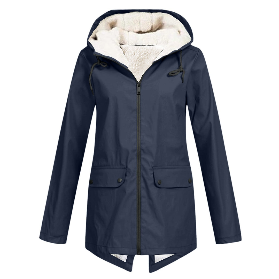 Damen wetterfeste und gefütterte Regenjacke mit verstellbarem Kapuzenkragen Echoarchiv