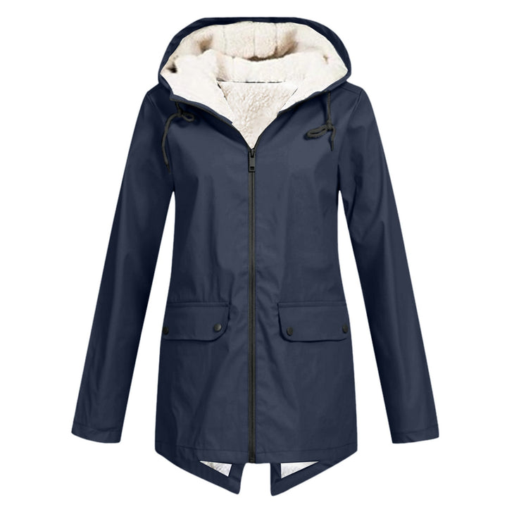 Damen wetterfeste und gefütterte Regenjacke mit verstellbarem Kapuzenkragen Echoarchiv