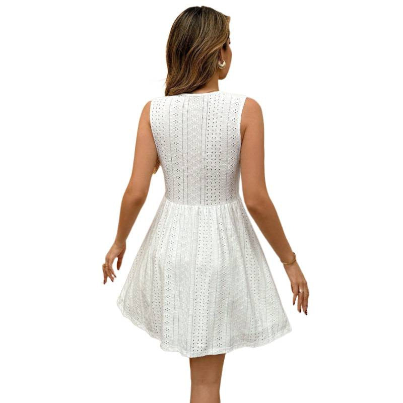 Damen Sommerliches Spitzenkleid mit tiefem V-Ausschnitt und elastischem Tailleneinsatz Echo Archiv