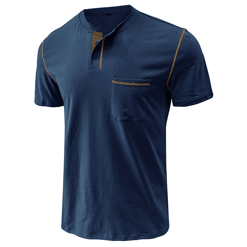 Herren modisches Polohemd mit Henley-Ausschnitt und Brusttasche Echoarchiv