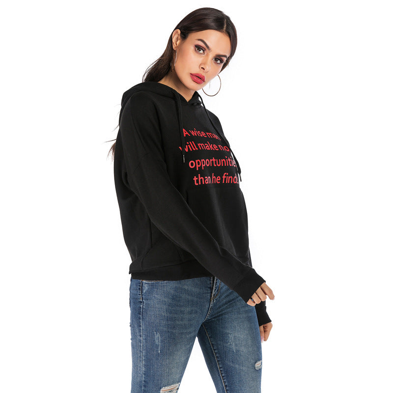 Damen Kapuzenpullover mit Statement-Print, Kängurutasche und Oversize-Schnitt Echoarchiv