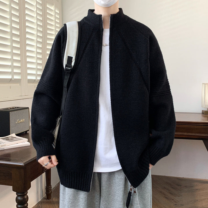 Herren Strickjacke mit hochgeschlossenem Kragen und Reißverschluss Echoarchiv