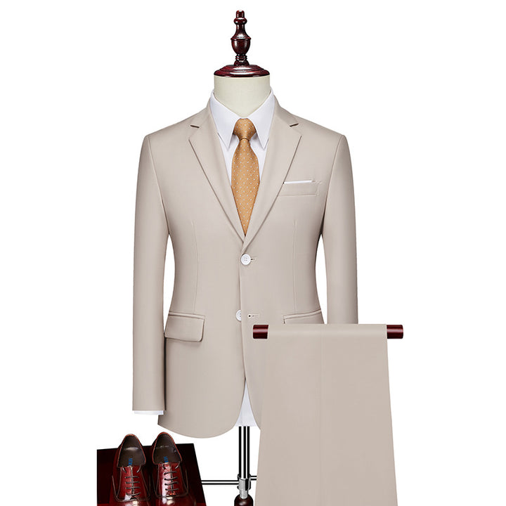 Herren nan Slim-Fit Einreiher-Anzugset mit Ein-Knopf-Sakko, schmaler Anzughose mit Bügelfalte und elastischem Stretchgewebe Echo Archiv
