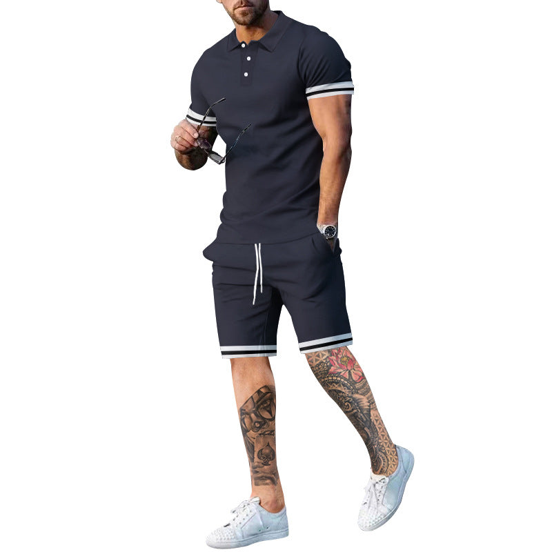 Herren Poloshirt und Shorts-Set mit sportlichen Akzenten Echoarchiv
