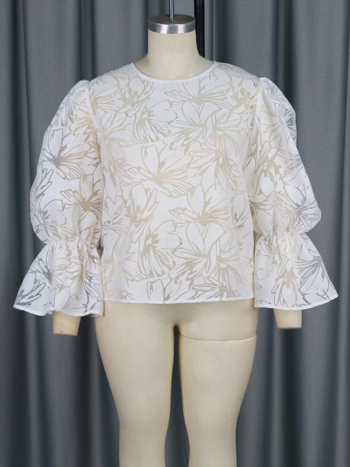 Damen Elegante Bluse mit voluminösen Ärmeln und floralem Muster Echo Archiv