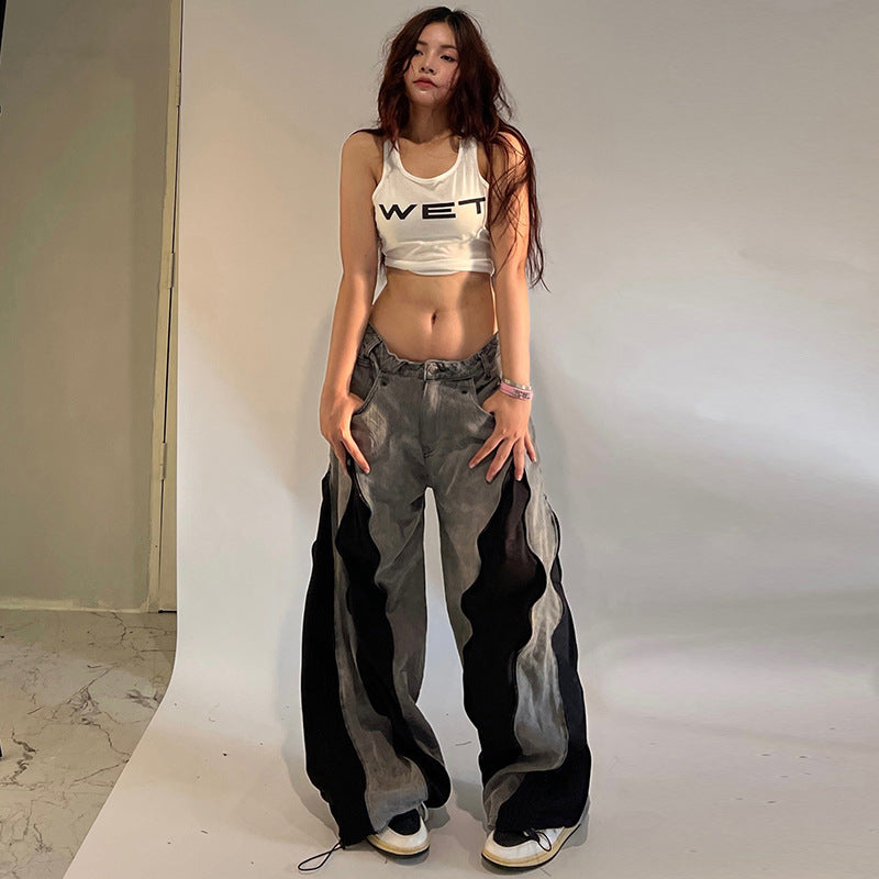 Damen sportliches Crop-Top mit modernem Print und schmalen Trägern Echo Archiv