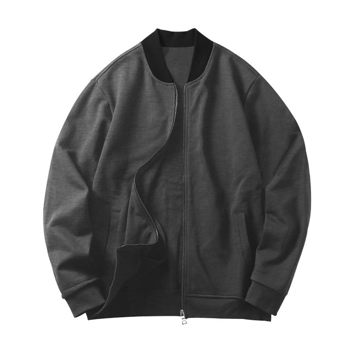 Herren Minimalistische Bomberjacke mit durchgehendem Reißverschluss, geripptem Stehkragen & Eingrifftaschen – Brevano