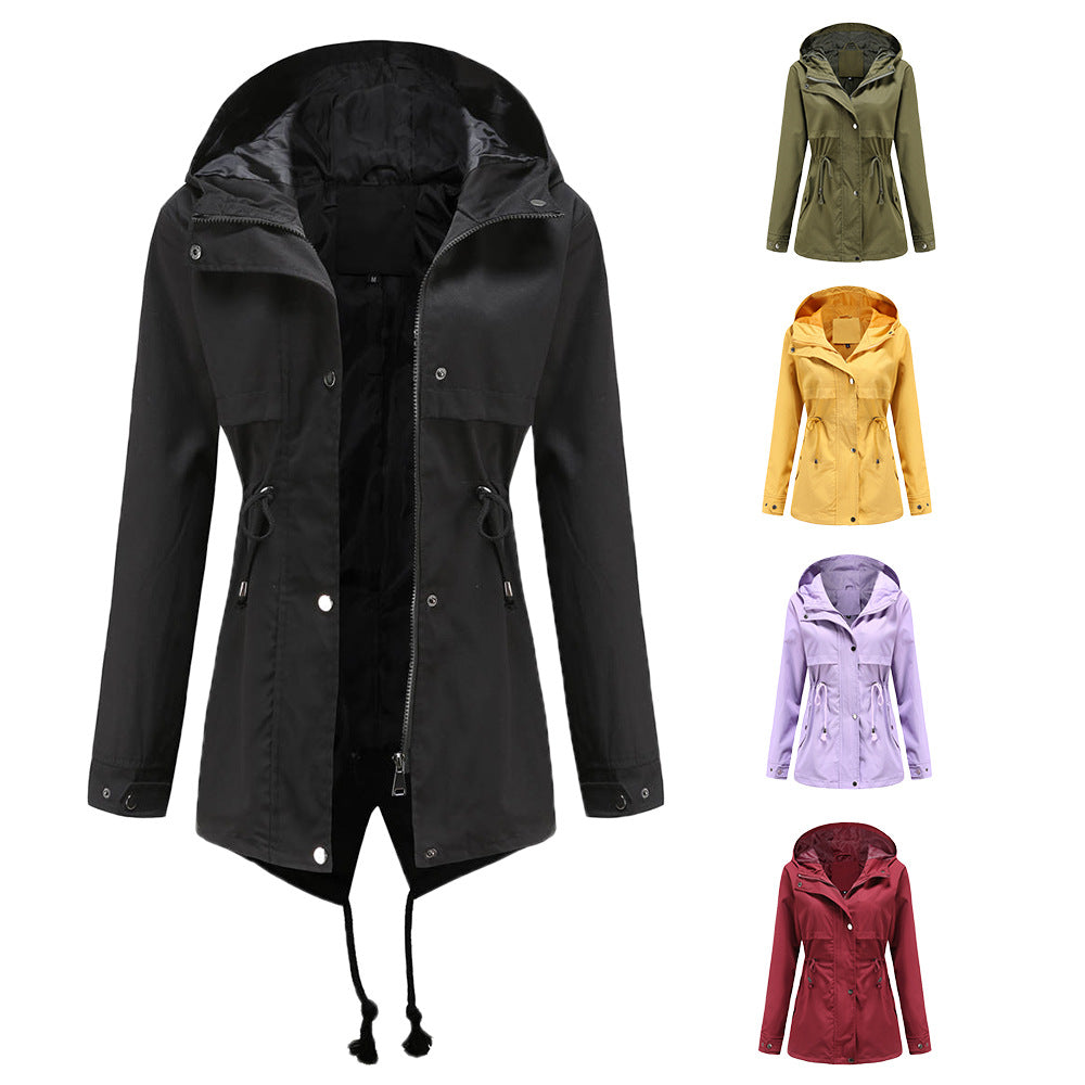 Damen nan wasserabweisender Parka mit taillenkordel und asymmetrischem Saum Echo Archiv