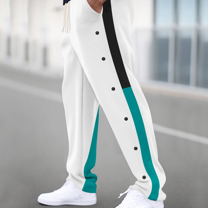 Herren sportliche Stoffhose mit Druckknopfdetails und elastischem Bund Echoarchiv