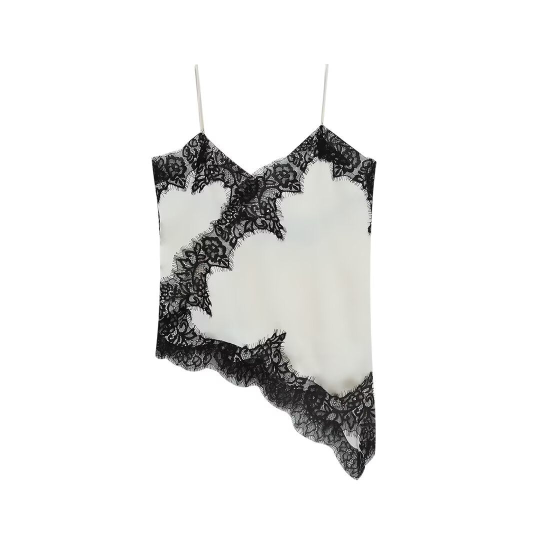 Damen-Spitzen-Camisole mit asymmetrischem Schnitt und eleganten Punkten Echo Archiv