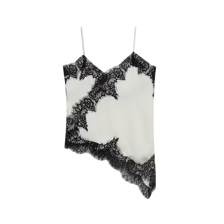 Damen-Spitzen-Camisole mit asymmetrischem Schnitt und eleganten Punkten Echo Archiv