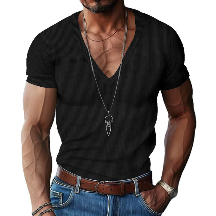 Herren Kurzarm V-Ausschnitt T-Shirt Echoarchiv