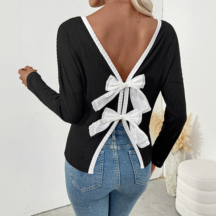 Damen Elegantes Oberteil mit V-Ausschnitt und Schleifenverschluss Echo Archiv