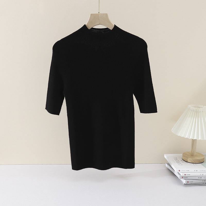 Damen Kurzarm-Feinstrickpullover mit Rundhalsausschnitt und schmaler Passform Echo Archiv