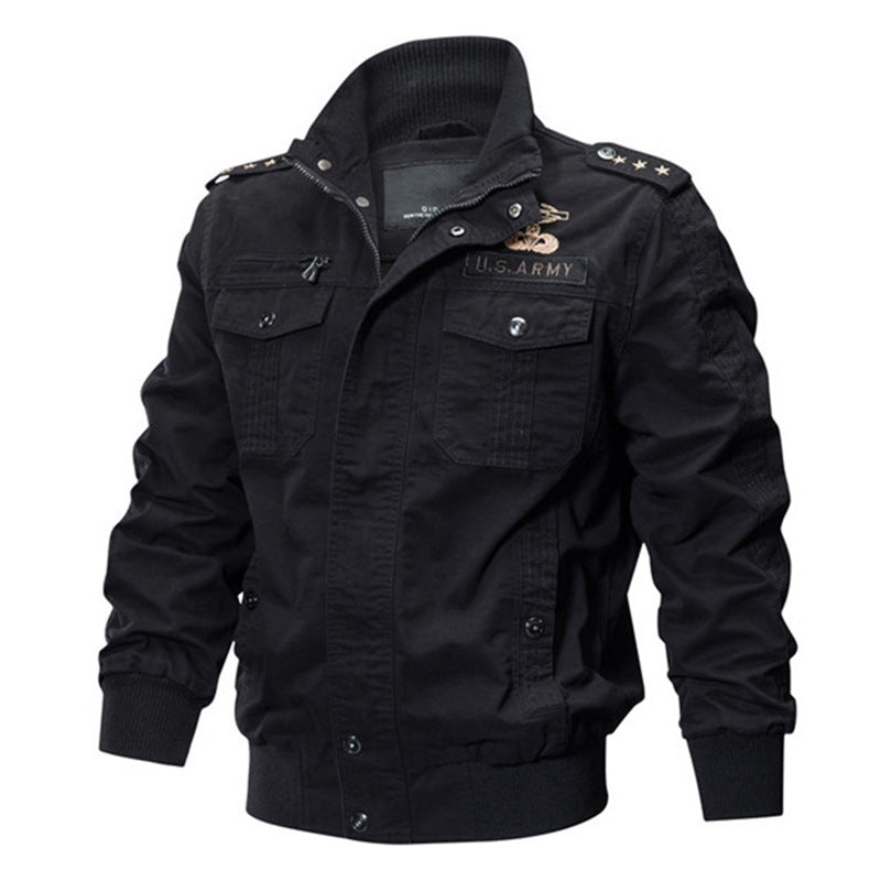 Herren nan militärisch inspiriertes Bomber-Fieldjacke mit Epauletten, verdecktem Reißverschluss und Klappbrusttaschen Echo Archiv