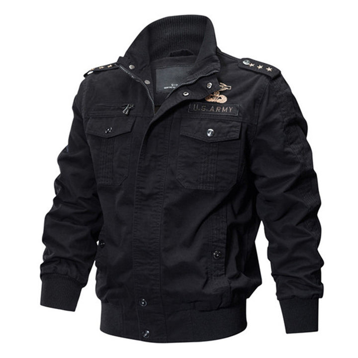 Herren nan militärisch inspiriertes Bomber-Fieldjacke mit Epauletten, verdecktem Reißverschluss und Klappbrusttaschen Echo Archiv