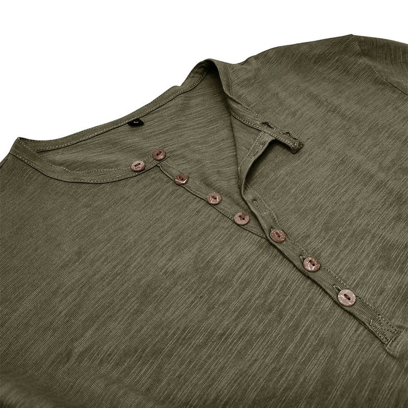 Herren Langarm-Henley-Shirt mit eleganter Knopfleiste und strukturiertem Stoff Echoarchiv