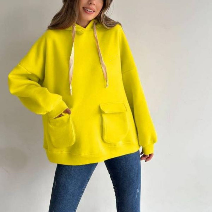 Damen nan Oversize-Kapuzenpullover mit aufgesetzten Klappentaschen und extra-langen Kordeln Echo Archiv