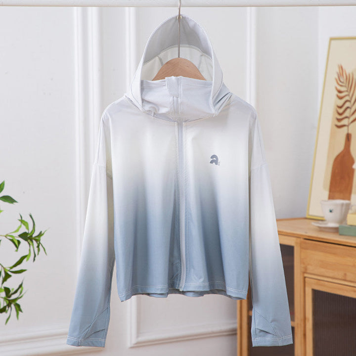Damen nan leichte Kapuzenjacke mit UV-Schutz, schnell trocknender Sportjacke mit Reißverschluss Echo Archiv