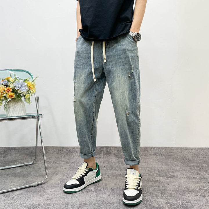 Herren Lässige Ripped Denim-Hose Echoarchiv
