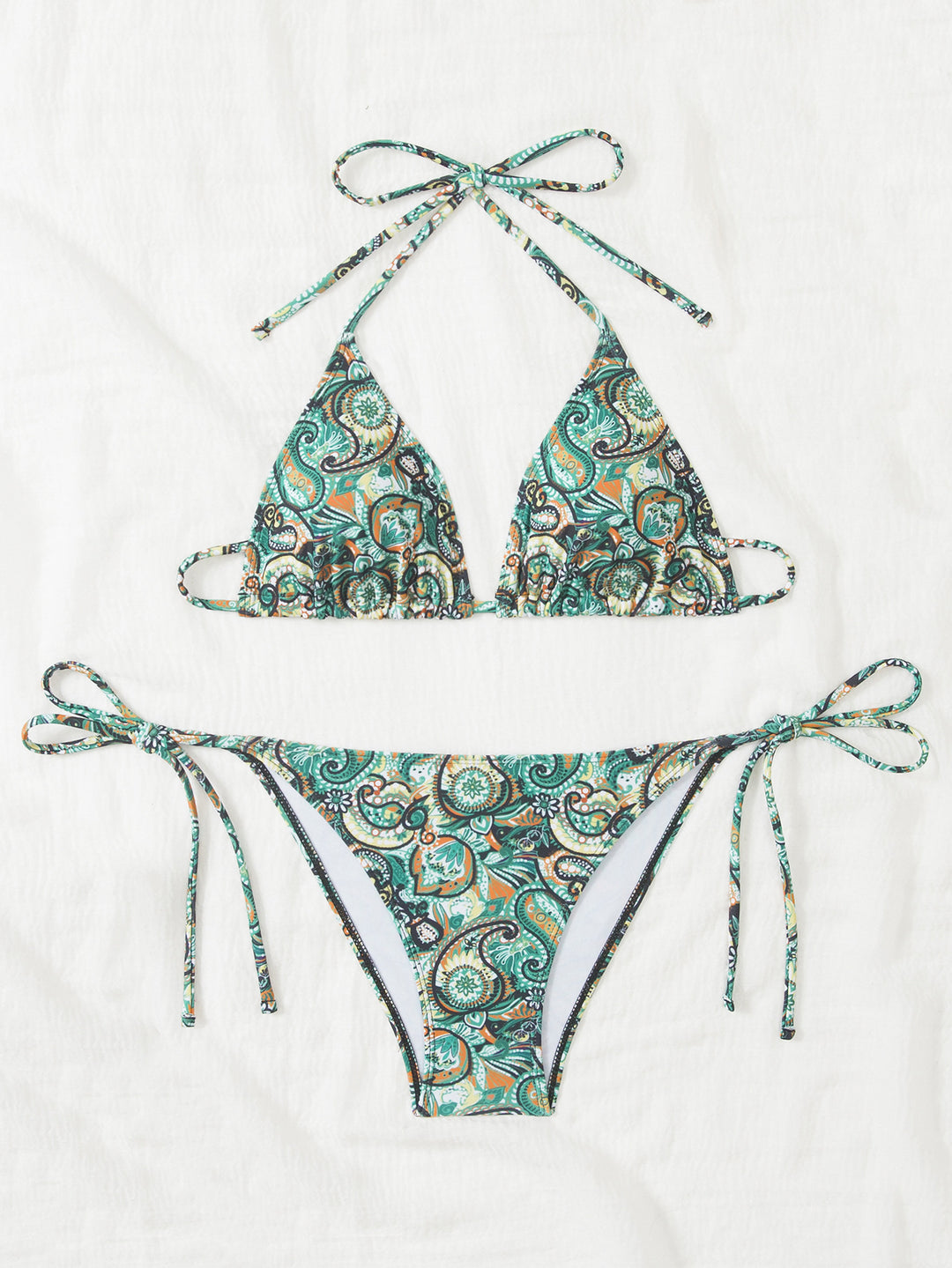 Damen Bikini-Set mit verspieltem Bindeband und buntem Muster Echo Archiv