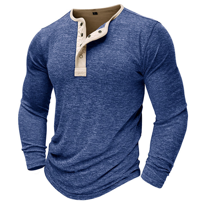 Herren Langarm-Henley-Shirt mit Knopfleiste Echoarchiv