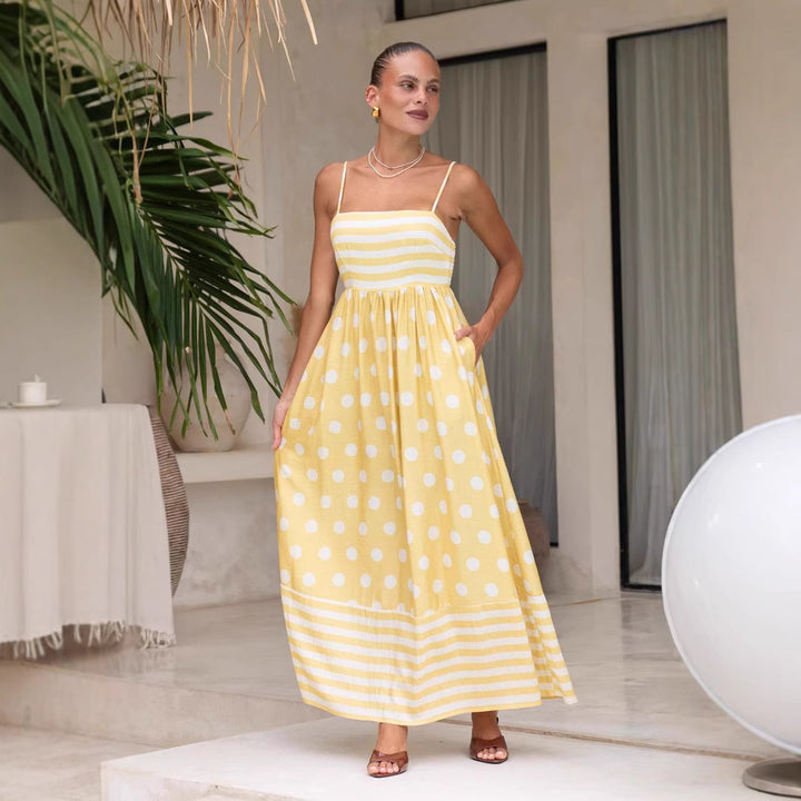 Damen Maxikleid mit verspieltem Streifendesign und großen Punkten Echo Archiv