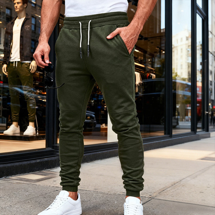 Herren nan tapered Jogginghose mit Kniepasse, elastischem Tunnelzugbund und Reißverschlusstaschen Echo Archiv