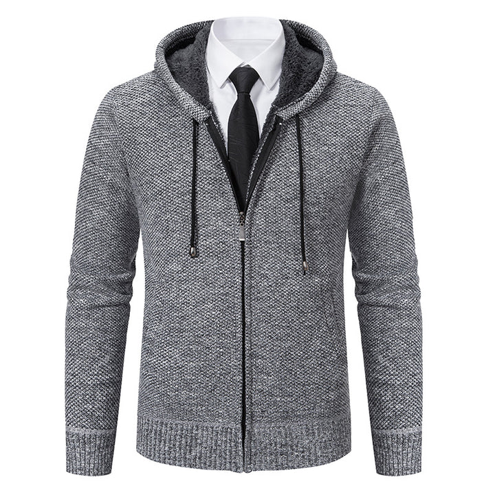 Herren modische Strickjacke mit Kapuze und elegantem Reißverschluss Echoarchiv
