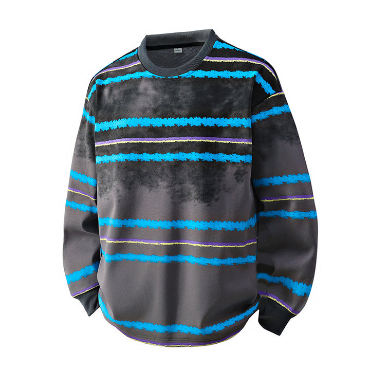 Herren Rundhals-Sweatshirt mit Aquarellstreifen und gerippten Bündchen Echoarchiv