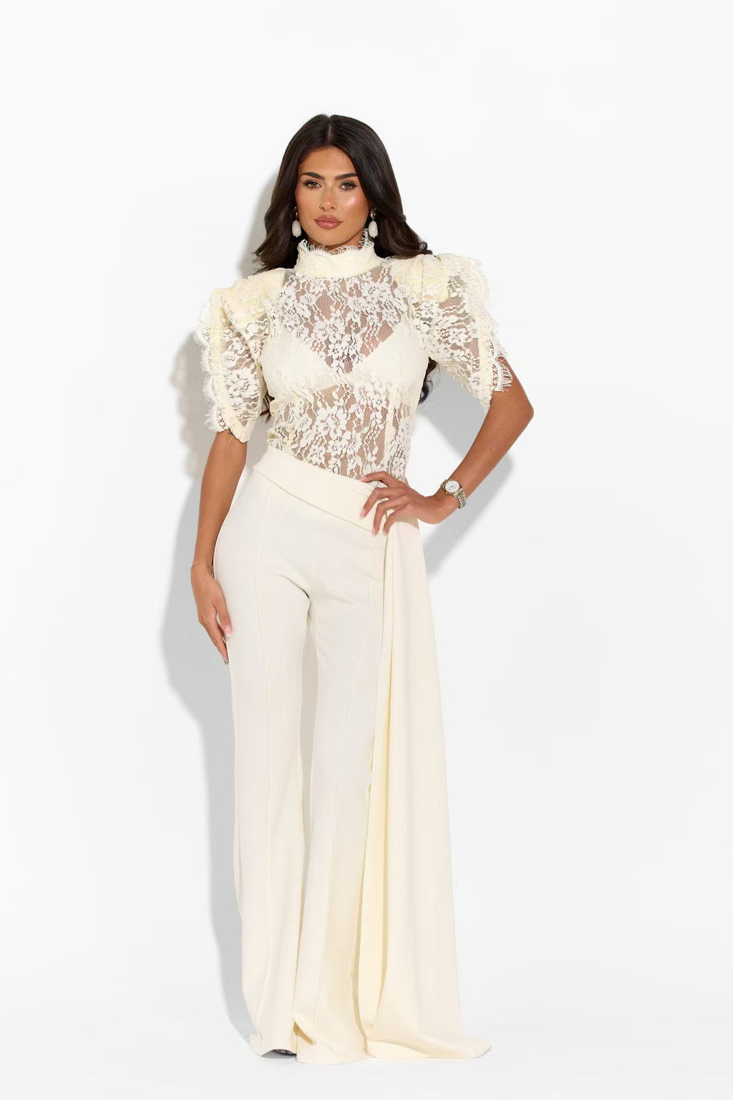 Damen Elegante Flared-Hose mit seitlichem Drapierungseffekt Echo Archiv