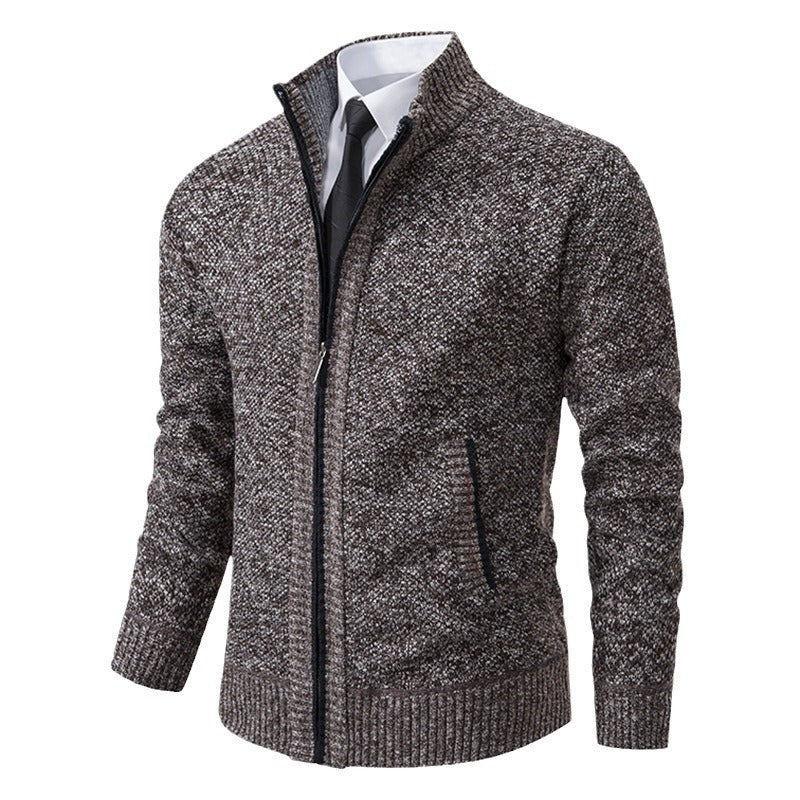 Herren elegante Strickjacke mit durchgehendem Reißverschluss und strukturiertem Design Echoarchiv